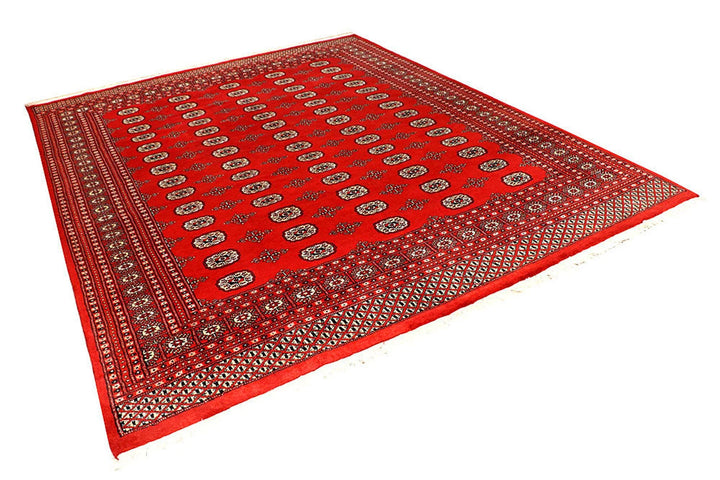 Firebrick Red Pakistani Bokhara Rug 8' 2" x 10' 2" Hand-Knotted | No. QA62594