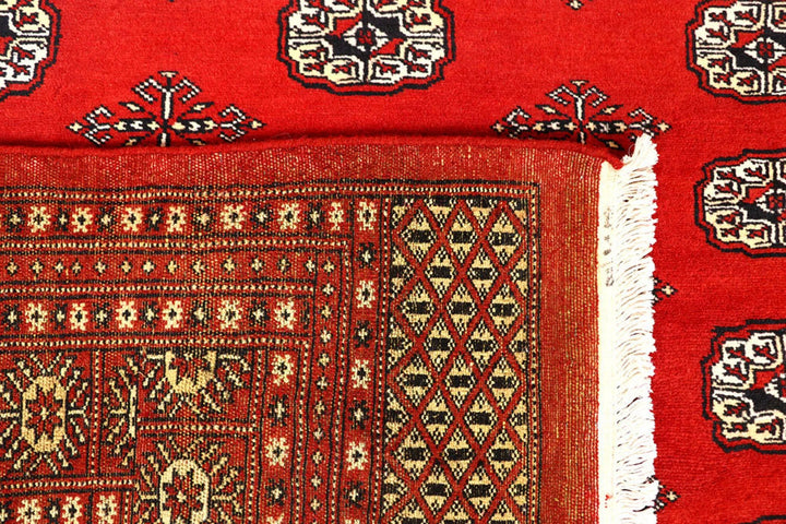 Firebrick Red Pakistani Bokhara Rug 8' 2" x 10' 2" Hand-Knotted | No. QA62594