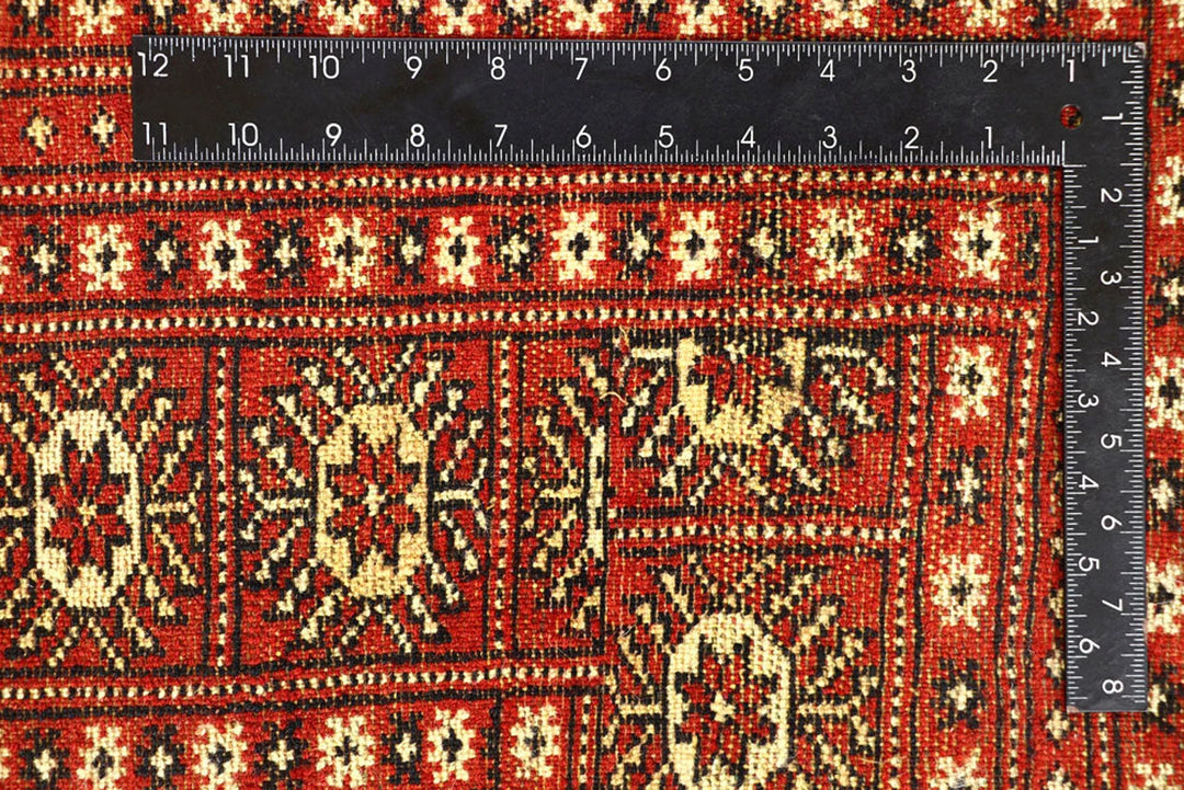 Firebrick Red Pakistani Bokhara Rug 8' 2" x 10' 2" Hand-Knotted | No. QA62594