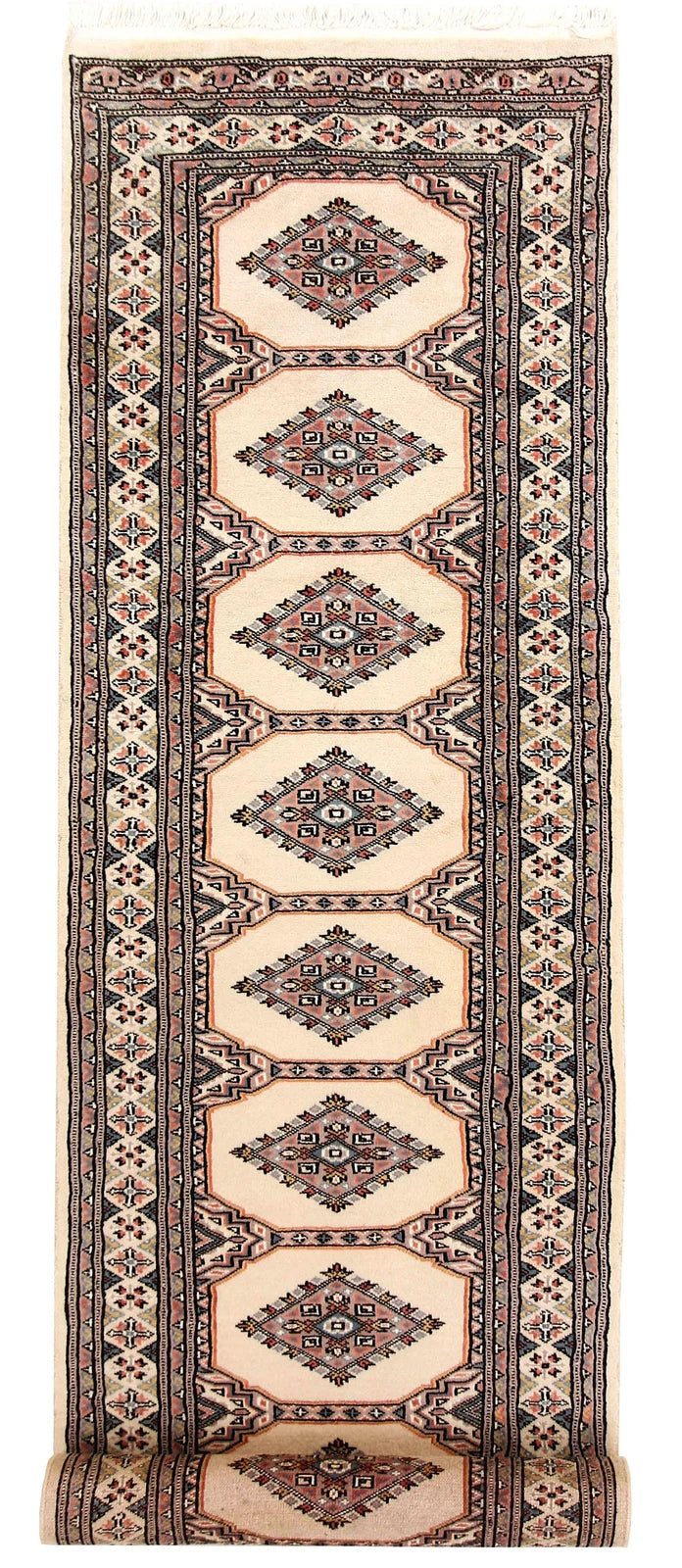 White Pakistani Jaldar Rug 2' 3" x 9' 2" Hand-Knotted | No. QA62655