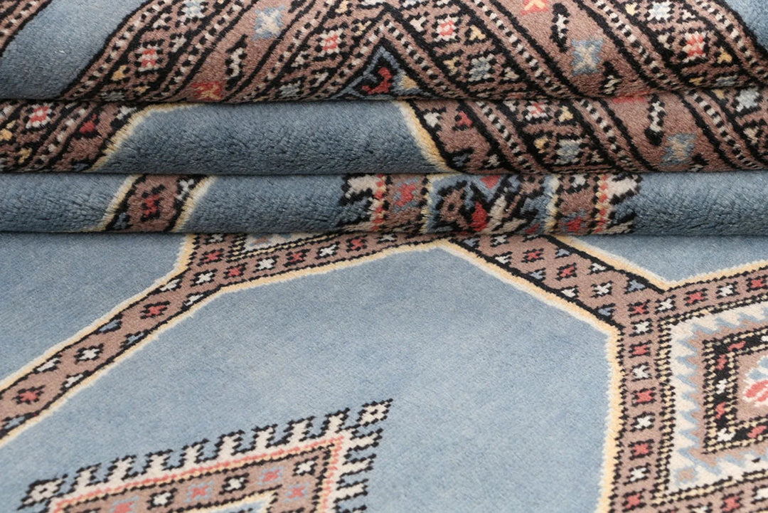 Light Slate Grey Pakistani Jaldar Rug 5' 7" x 8' 10" Hand-Knotted | No. QA62736