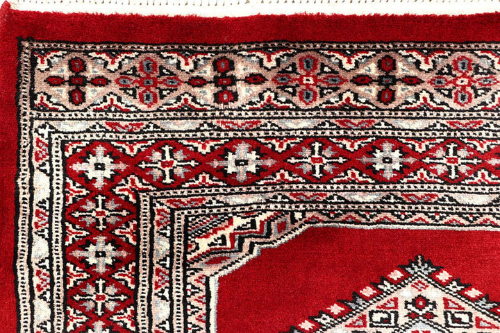 Red Pakistani Jaldar Rug 2' 6" x 10' 3" Hand-Knotted | No. QA62752