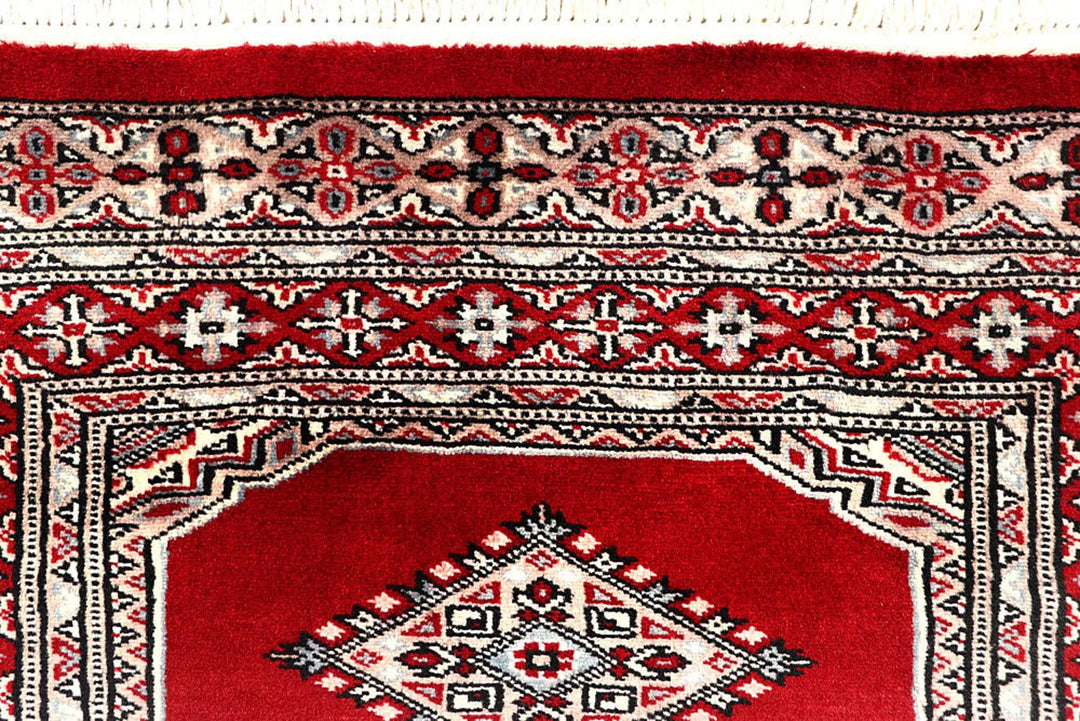 Red Pakistani Jaldar Rug 2' 6" x 10' 3" Hand-Knotted | No. QA62752