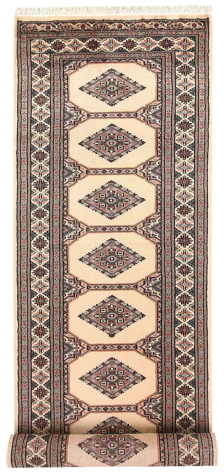 Wheat Pakistani Jaldar Runner Rug 2' 7" x 10' 8" Hand-Knotted | No. QA62764