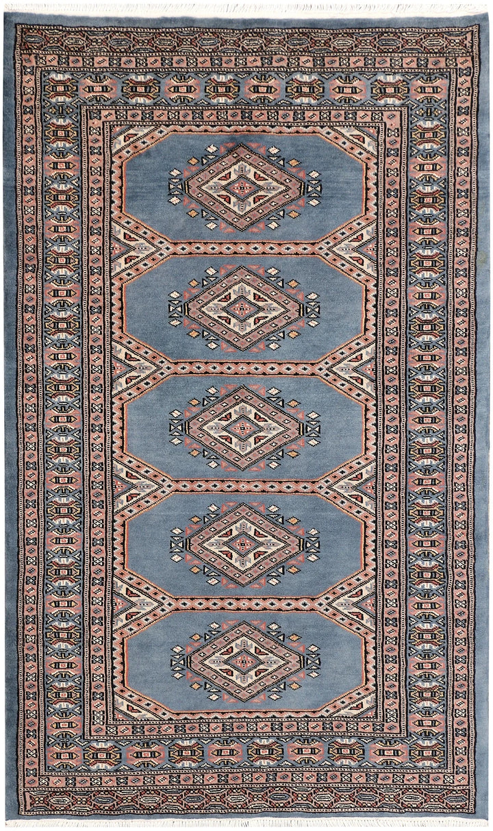 Light Grey Pakistani Jaldar Rug 3' 1" x 4' 11" Hand-Knotted | No. QA62806