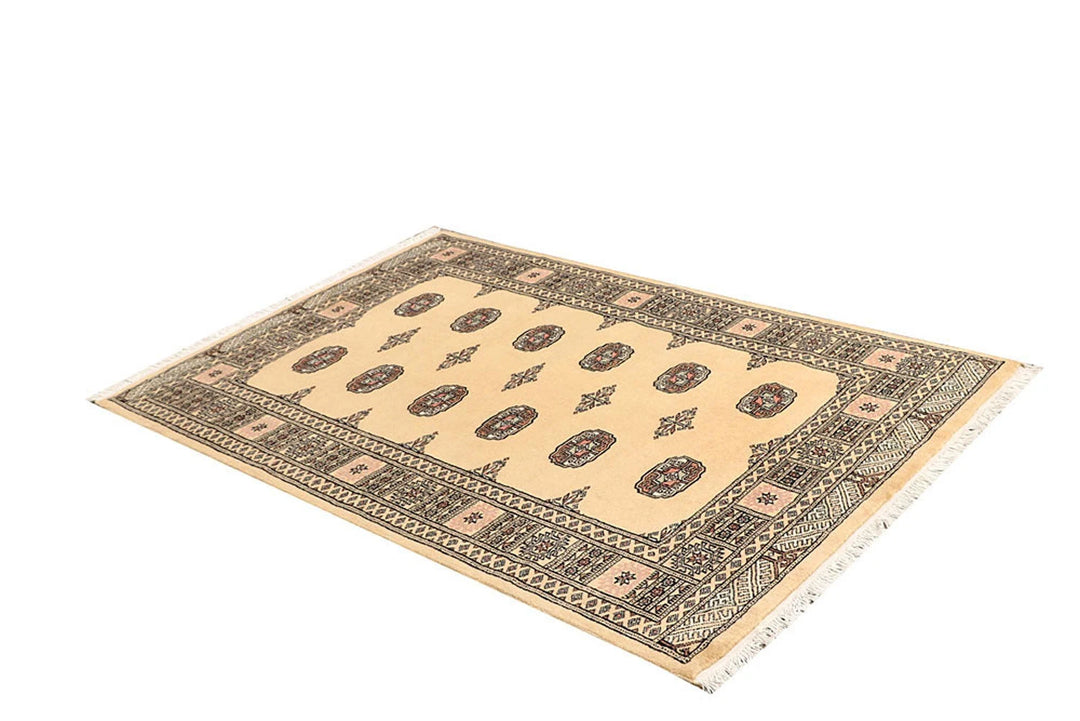 Brown Pakistani Bokhara Rug 4' 1" x 6' 1" Hand-Knotted | No. QA62843
