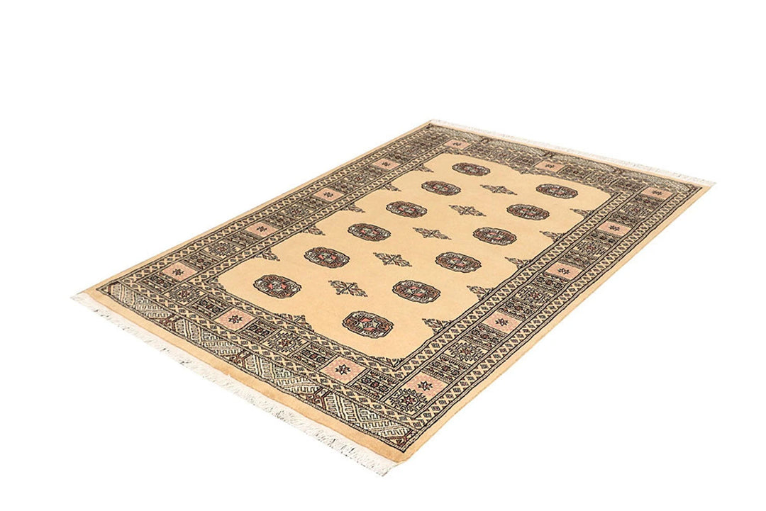 Brown Pakistani Bokhara Rug 4' 1" x 6' 1" Hand-Knotted | No. QA62843