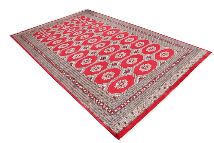 Firebrick Red Pakistani Jaldar Rug 6' 5" x 10' 1" Hand-Knotted | No. QA62855