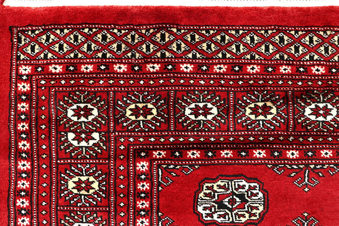 Red Bokhara Rug 6' 2" x 8' 10" Hand-Knotted | No. QA62859