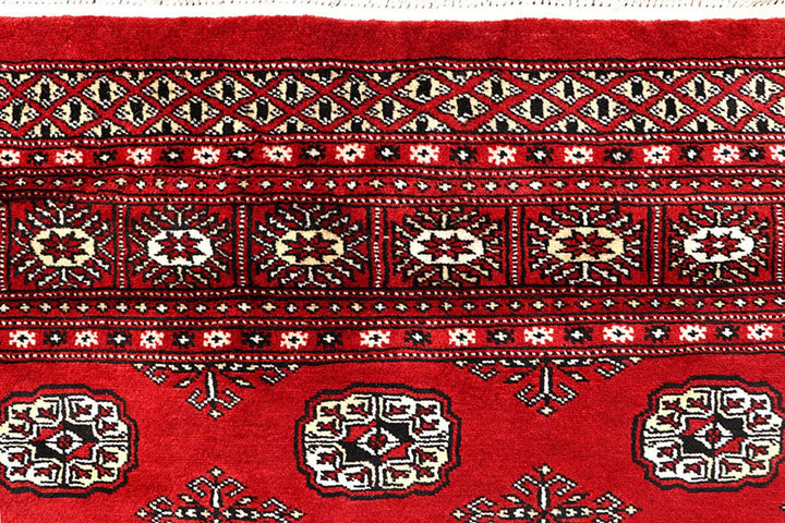 Red Bokhara Rug 6' 2" x 8' 10" Hand-Knotted | No. QA62859