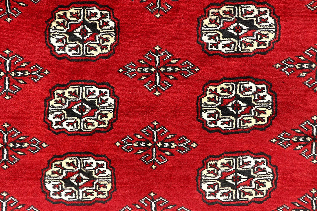Red Bokhara Rug 6' 2" x 8' 10" Hand-Knotted | No. QA62859