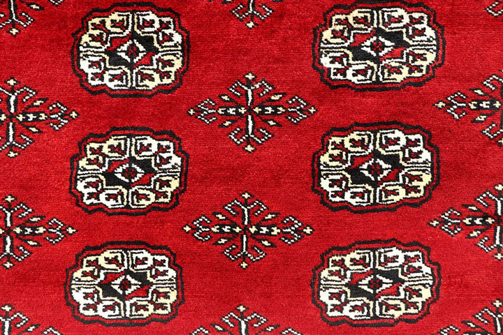 Red Bokhara Rug 6' 2" x 8' 10" Hand-Knotted | No. QA62859