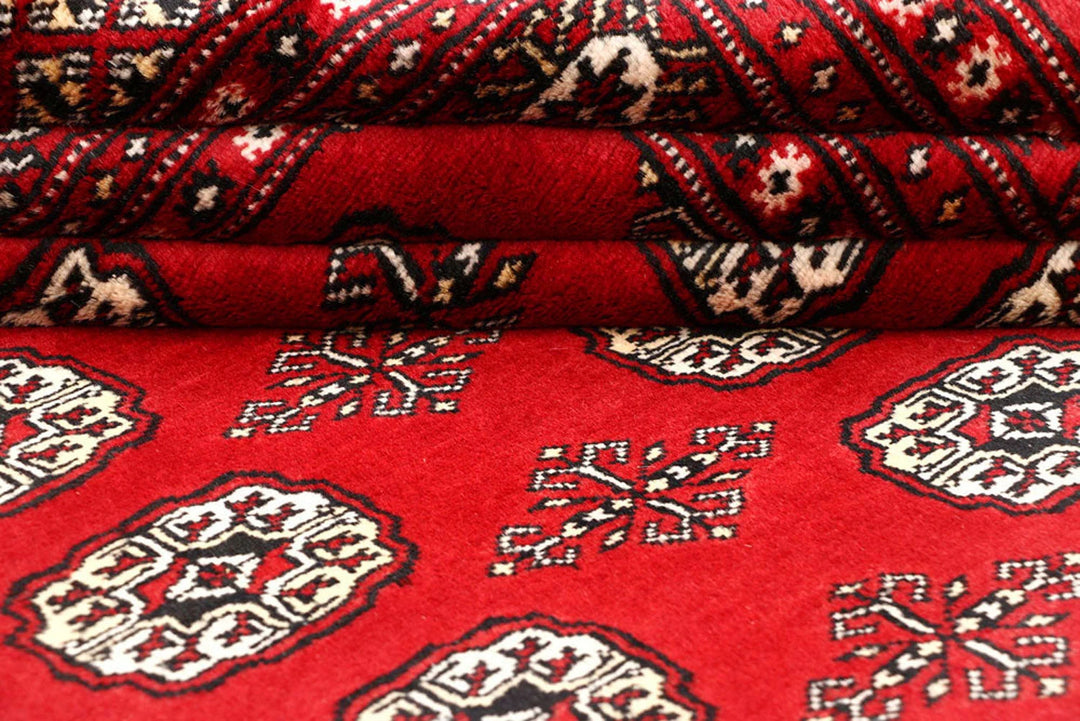 Red Bokhara Rug 6' 2" x 8' 10" Hand-Knotted | No. QA62859