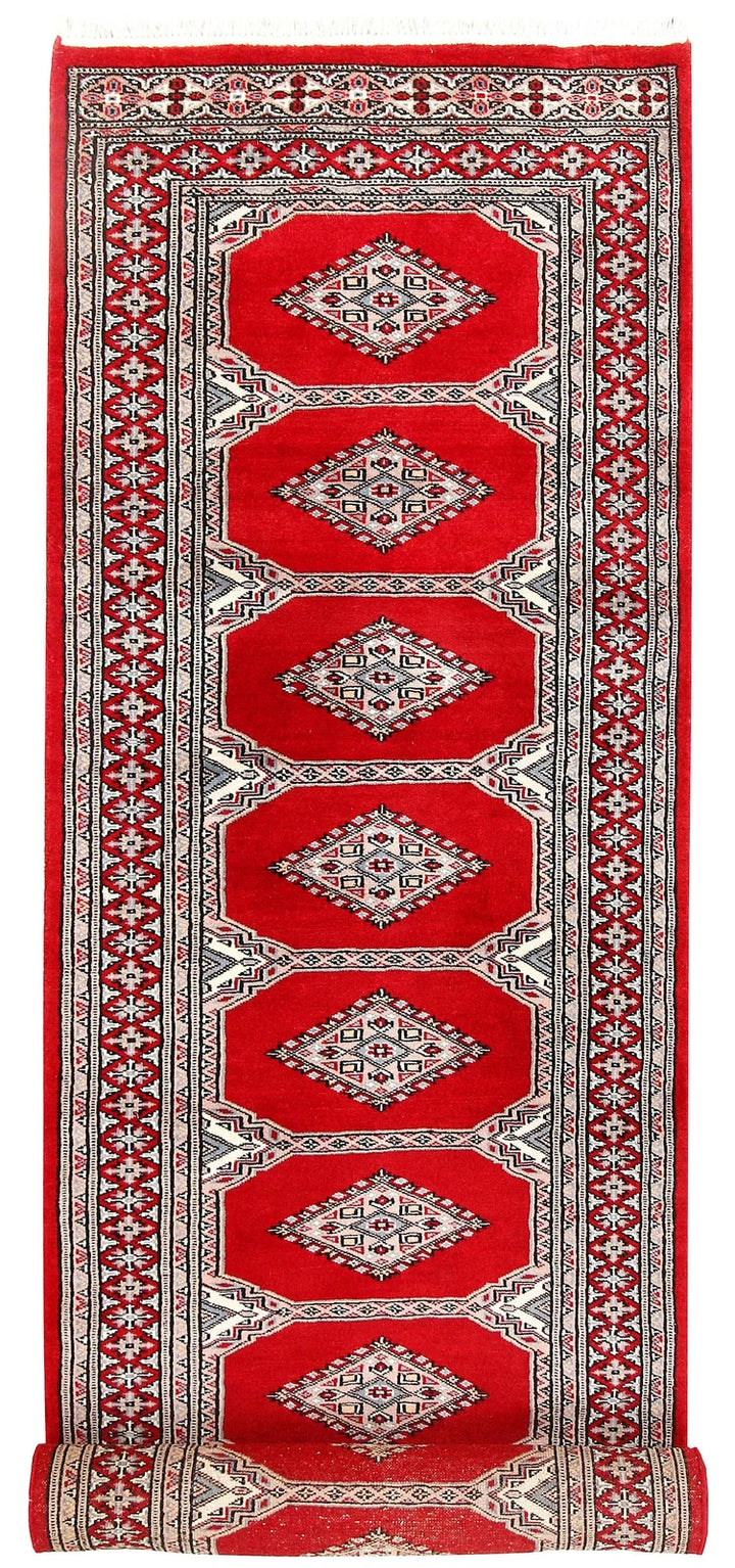 Red Pakistani Jaldar Rug 2' 7" x 10' 2" Hand-Knotted | No. QA62907