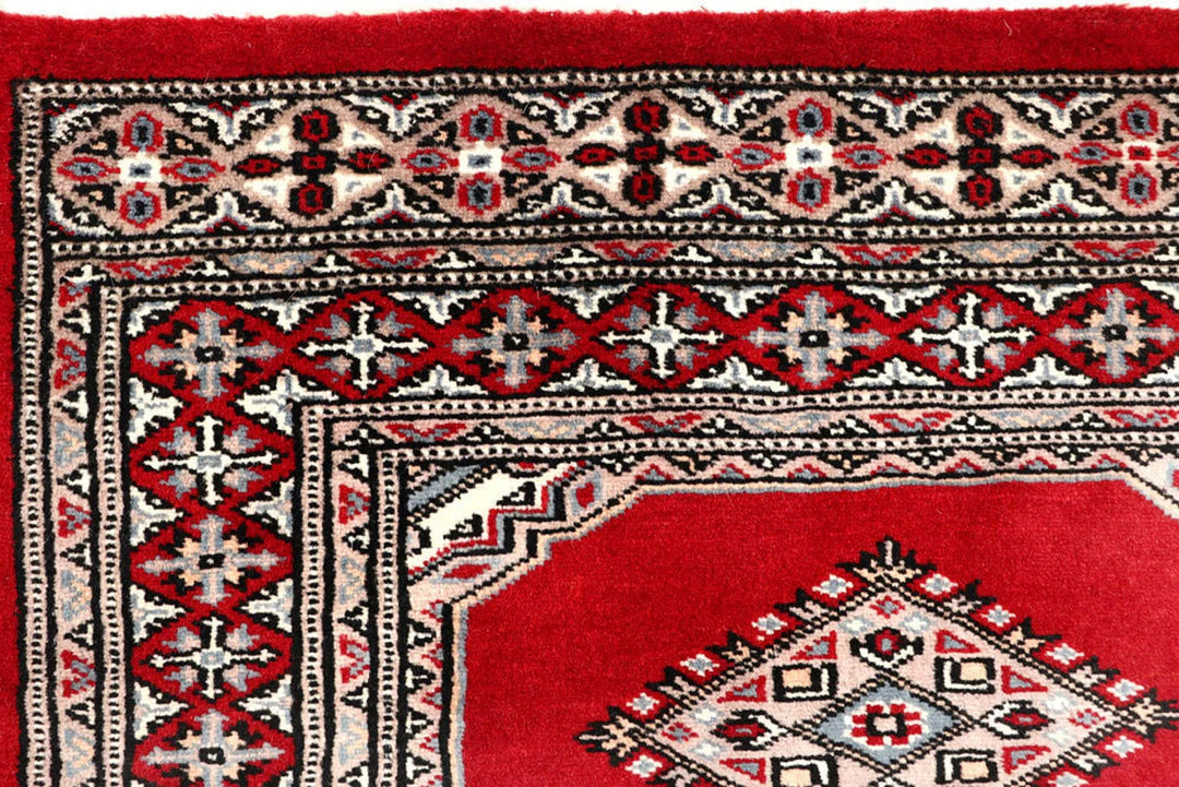 Red Pakistani Jaldar Rug 2' 7" x 10' 2" Hand-Knotted | No. QA62907