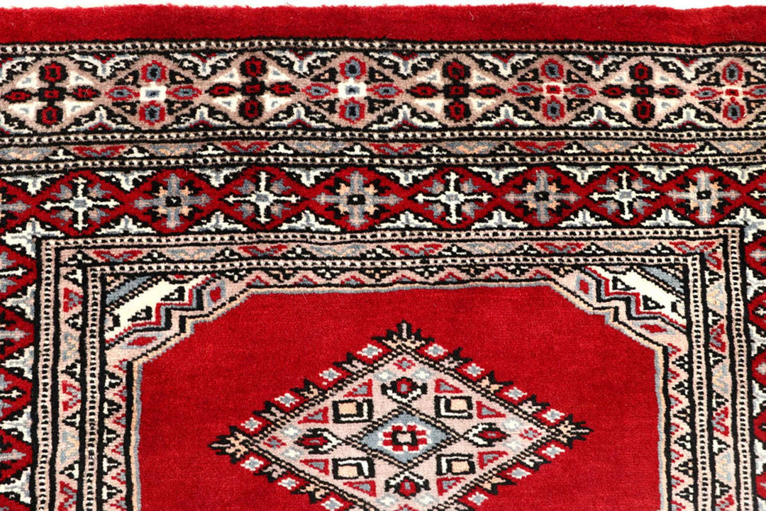 Red Pakistani Jaldar Rug 2' 7" x 10' 2" Hand-Knotted | No. QA62907