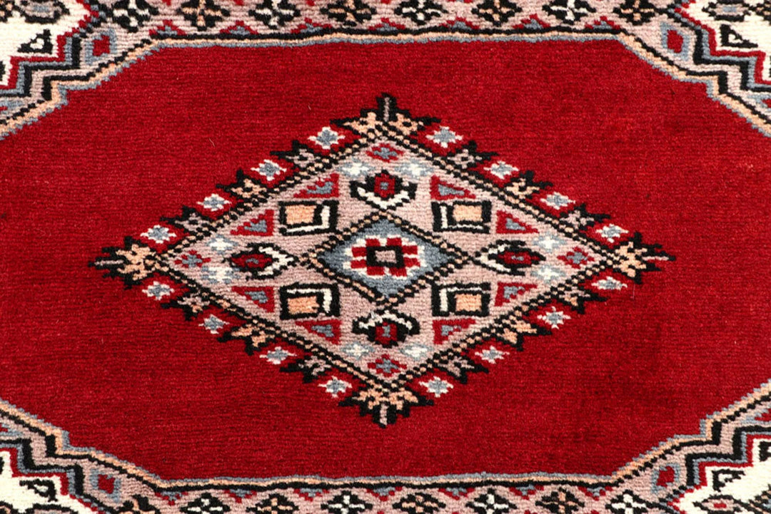 Red Pakistani Jaldar Rug 2' 7" x 10' 2" Hand-Knotted | No. QA62907