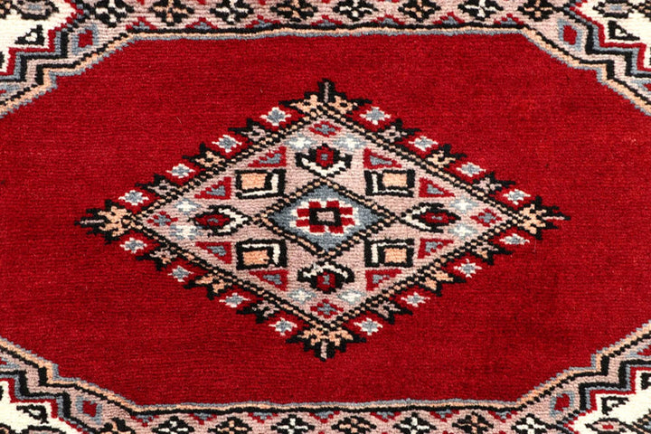 Red Pakistani Jaldar Rug 2' 7" x 10' 2" Hand-Knotted | No. QA62907