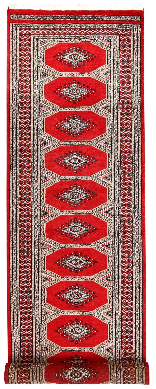 Red Pakistani Jaldar Rug 2' 5" x 9' 5" Hand-Knotted | No. QA62923