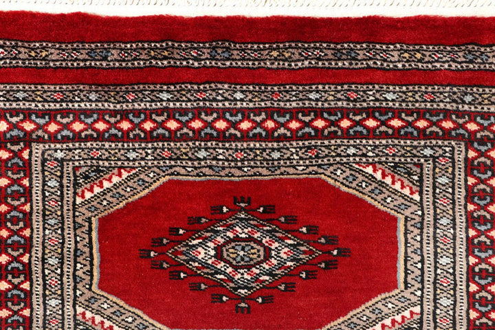 Red Pakistani Jaldar Rug 2' 5" x 9' 5" Hand-Knotted | No. QA62923