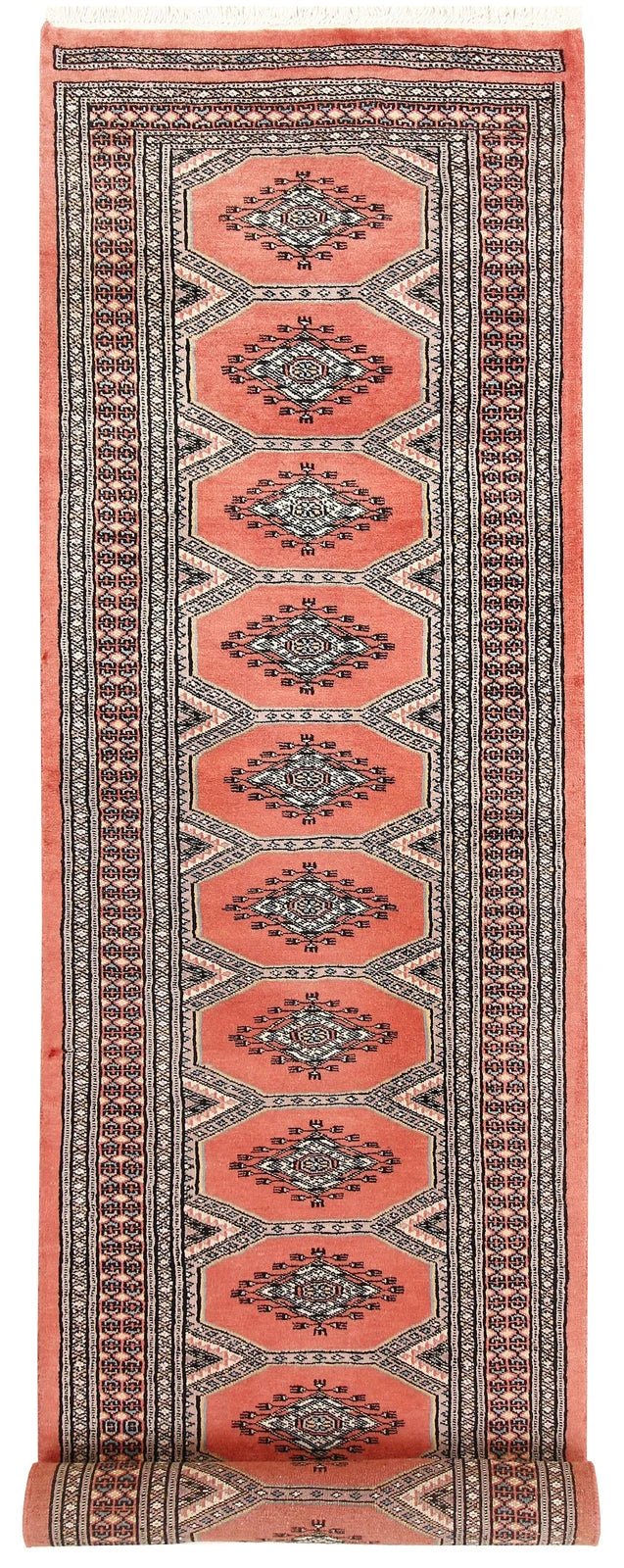 Light Salmon Pakistani Jaldar Runner 2' 4" x 9' 1" Hand-Knotted | No. QA63020