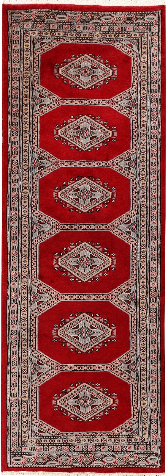 Firebrick Pakistani Jaldar Rug 2' 1" x 5' 10" Hand-Knotted | No. QA63071