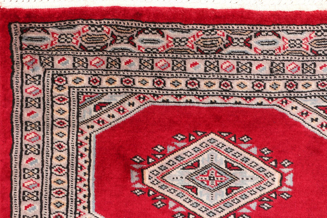 Firebrick Pakistani Jaldar Rug 2' 1" x 5' 10" Hand-Knotted | No. QA63071