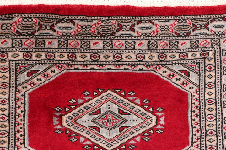 Firebrick Pakistani Jaldar Rug 2' 1" x 5' 10" Hand-Knotted | No. QA63071