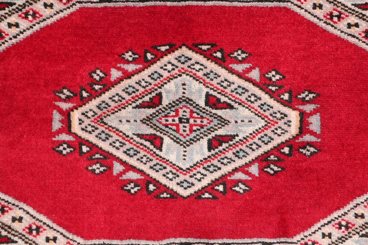 Firebrick Pakistani Jaldar Rug 2' 1" x 5' 10" Hand-Knotted | No. QA63071