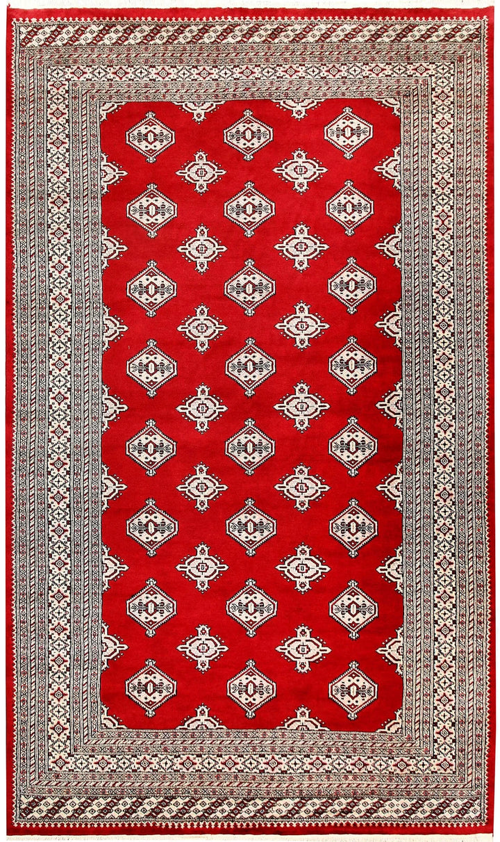 Red Pakistani Jaldar Rug 6' 6" x 9' 11" Hand-Knotted | No. QA63190