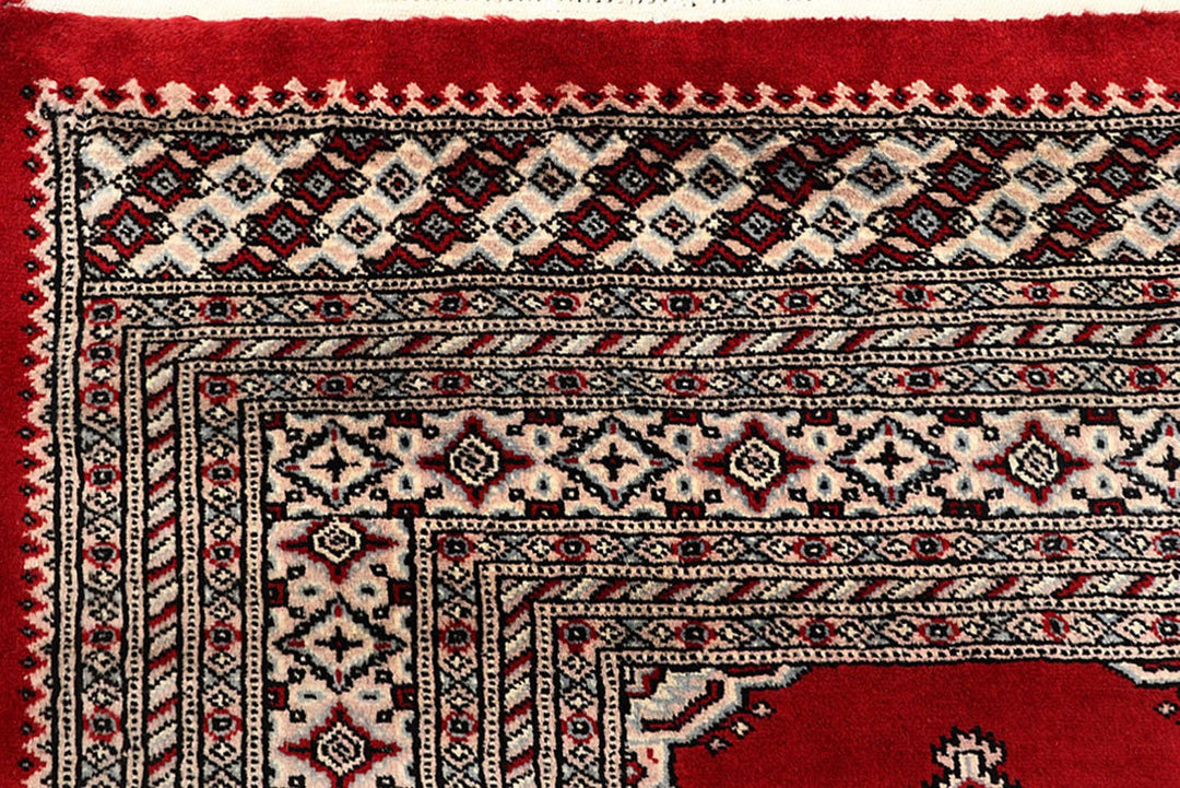 Red Pakistani Jaldar Rug 6' 6" x 9' 11" Hand-Knotted | No. QA63190