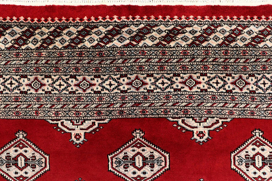Red Pakistani Jaldar Rug 6' 6" x 9' 11" Hand-Knotted | No. QA63190