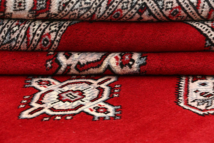 Red Pakistani Jaldar Rug 6' 6" x 9' 11" Hand-Knotted | No. QA63190