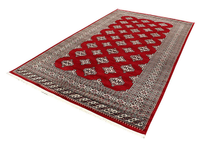 Red Pakistani Jaldar Rug 6' 6" x 9' 11" Hand-Knotted | No. QA63190