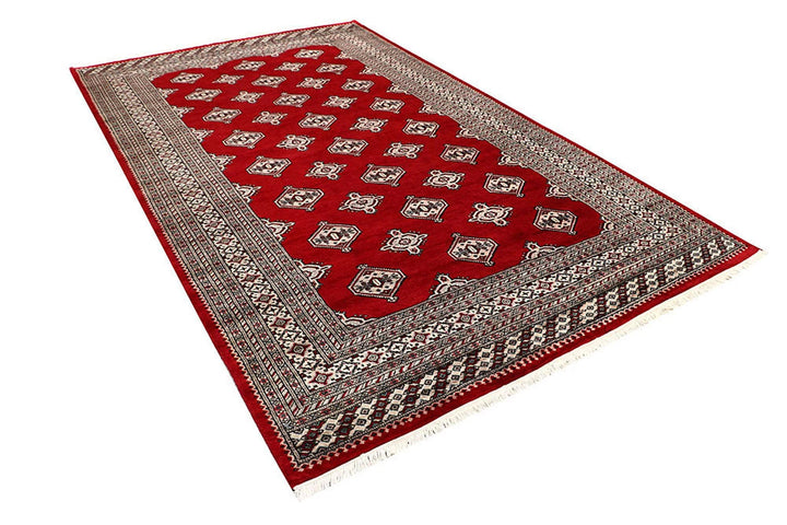 Red Pakistani Jaldar Rug 6' 6" x 9' 11" Hand-Knotted | No. QA63190