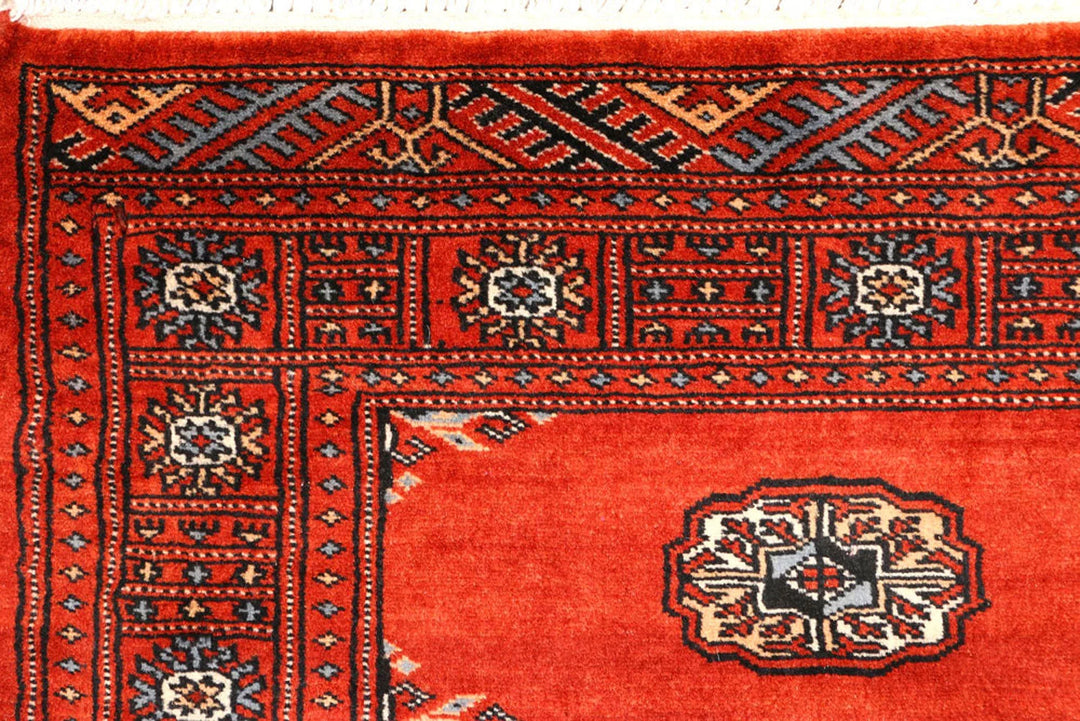 Firebrick Pakistani Bokhara Runner 2' 7" x 9' 3" Hand-Knotted | No. QA63228