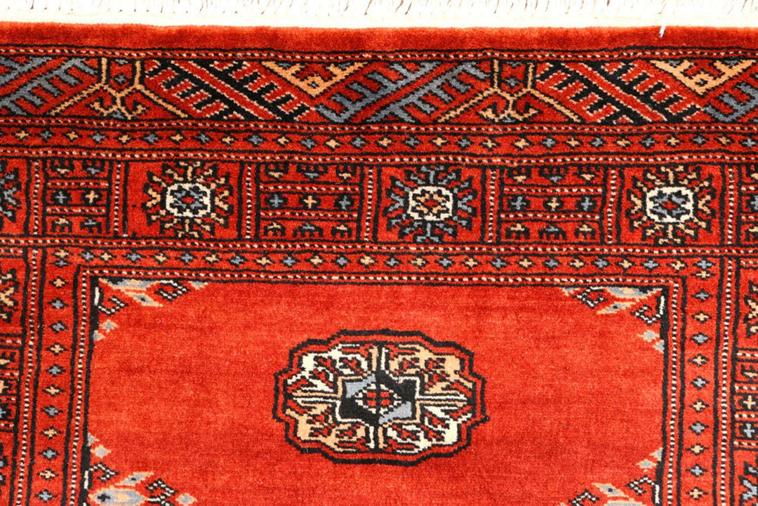 Firebrick Pakistani Bokhara Runner 2' 7" x 9' 3" Hand-Knotted | No. QA63228