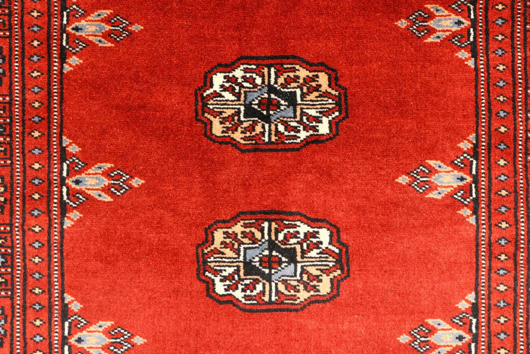 Firebrick Pakistani Bokhara Runner 2' 7" x 9' 3" Hand-Knotted | No. QA63228
