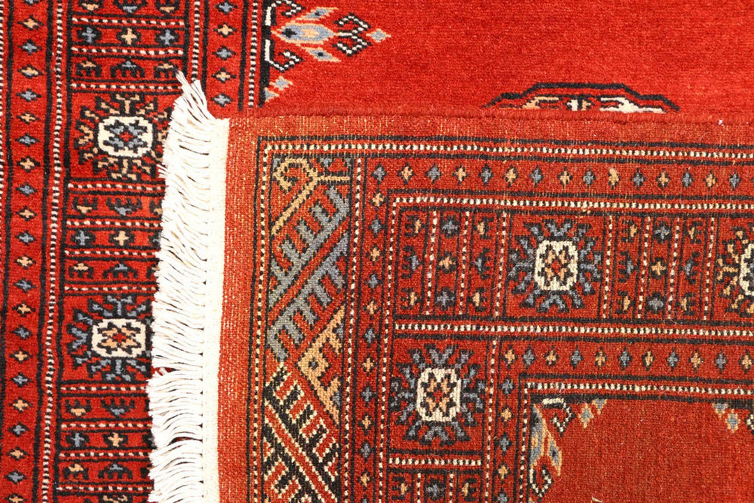 Firebrick Pakistani Bokhara Runner 2' 7" x 9' 3" Hand-Knotted | No. QA63228