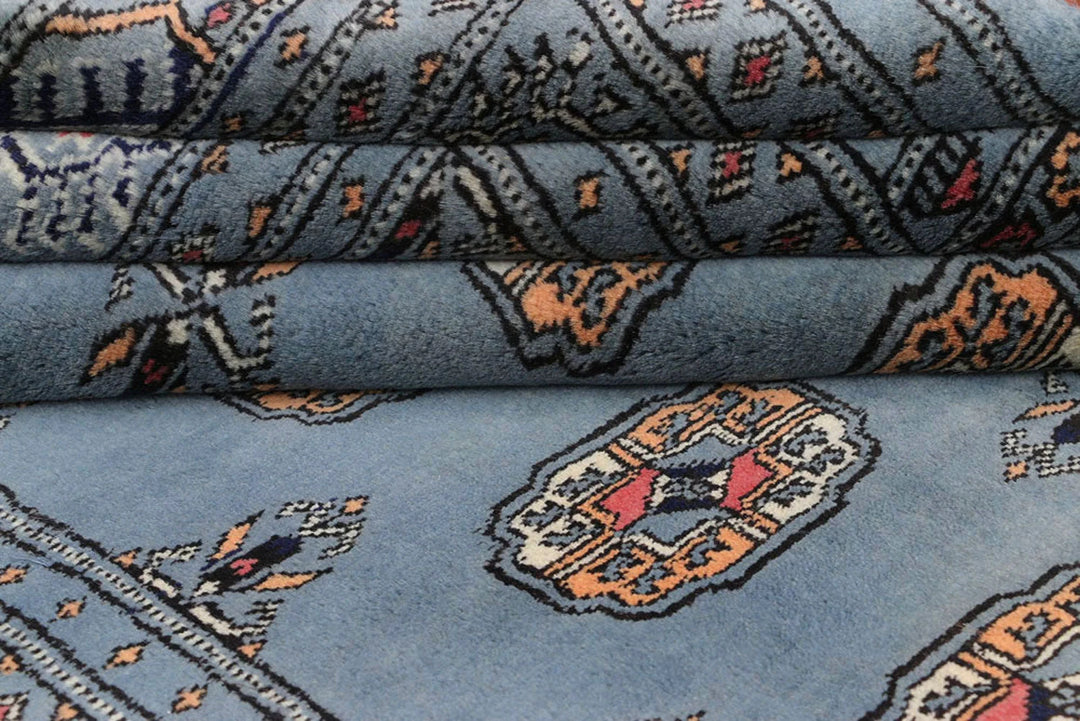 Light Slate Grey Pakistani Bokhara Rug 4' x 6' Hand-Knotted | No. QA63289