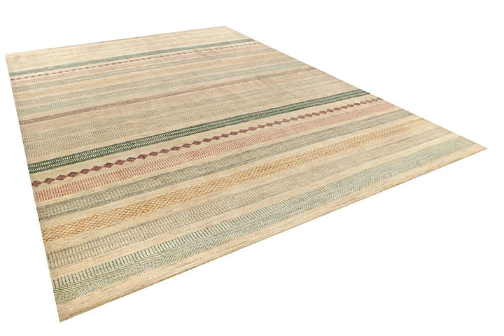 Brown Gabbeh Rug 10' 2" x 14' 3" Hand-Knotted | No. QA63354