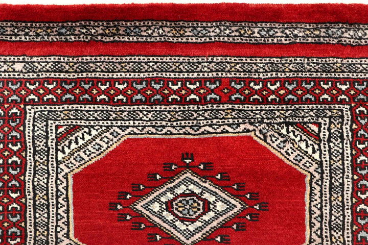 Red Pakistani Jaldar Rug 2' 4" x 9' 4" Hand-Knotted | No. QA63357