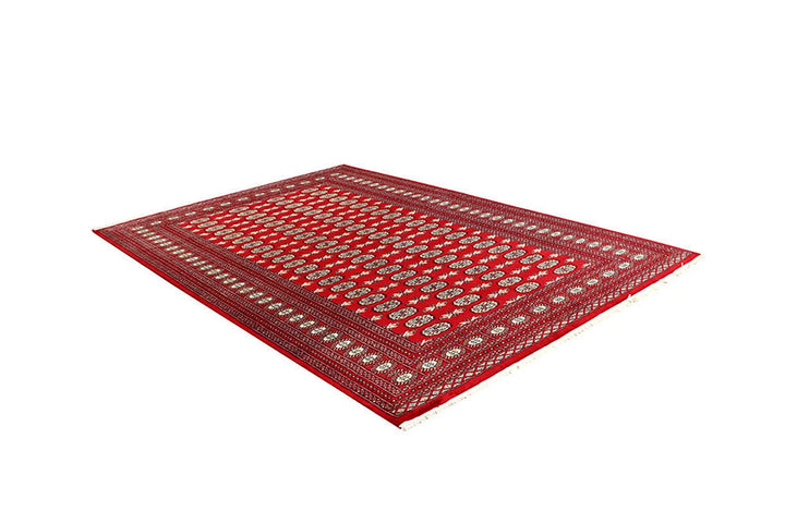 Red Pakistani Bokhara Rug 6' 3" x 9' Hand-Knotted | No. QA63452