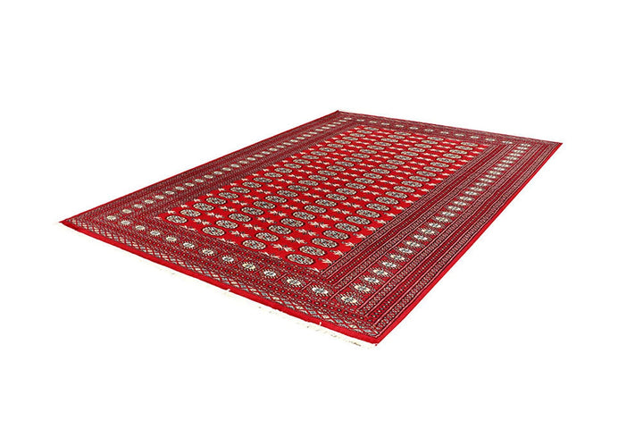 Red Pakistani Bokhara Rug 6' 3" x 9' Hand-Knotted | No. QA63452