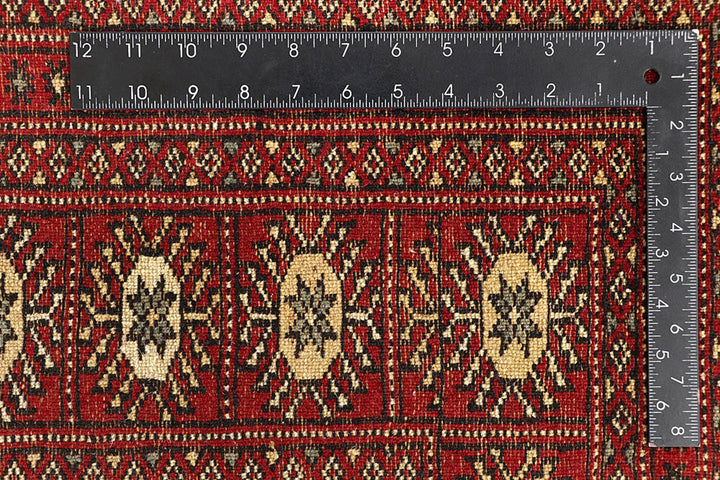 Red Pakistani Bokhara Rug 6' 3" x 9' Hand-Knotted | No. QA63452