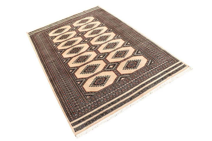 Brown Pakistani Jaldar Rug 4' 3" x 6' 6" Hand-Knotted | No. QA63721