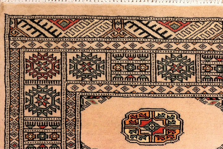 White Afghan Bokhara Rug 2' 6" x 8' 8" Hand-Knotted | No. QA63788