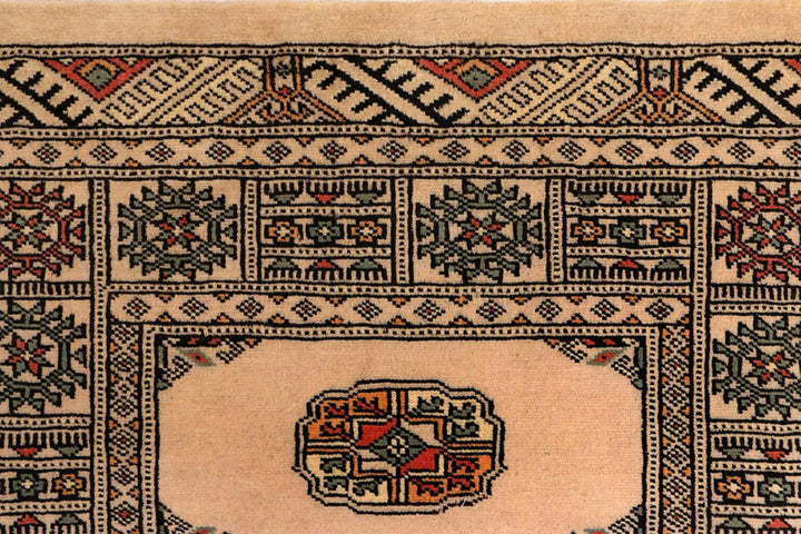 White Afghan Bokhara Rug 2' 6" x 8' 8" Hand-Knotted | No. QA63788