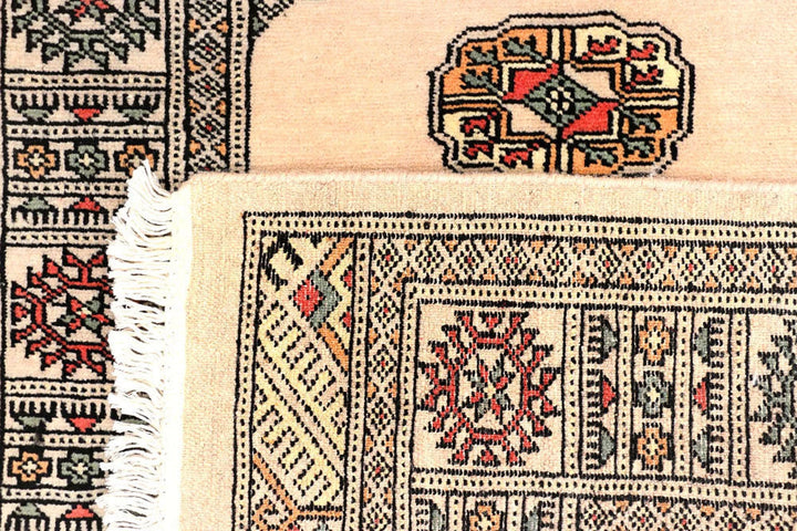 White Afghan Bokhara Rug 2' 6" x 8' 8" Hand-Knotted | No. QA63788