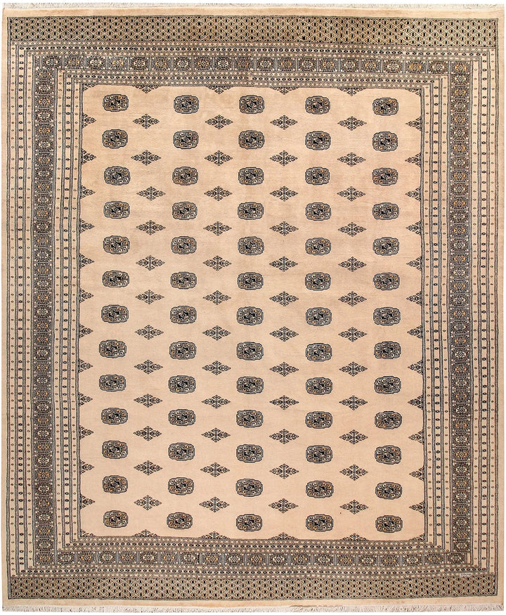 Brown Pakistani Bokhara Rug 10' 1" x 12' 3" Hand-Knotted | No. QA63807